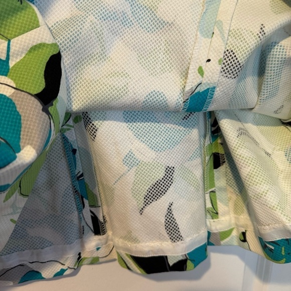 Amanda Smith Blue Green Floral on White A line Summer skirt 14 Knee length - Picture 7 of 7